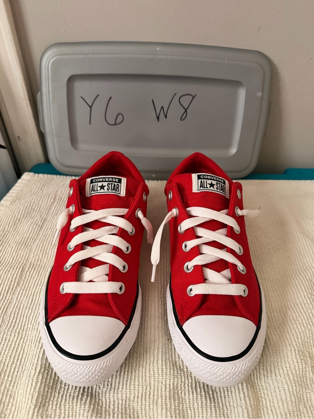 Converse Kids Red Low Top Sneakers with White Laces